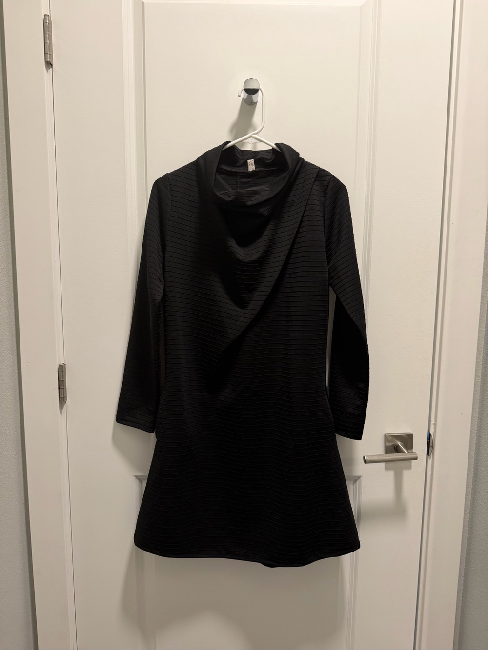Black Long-Sleeve Cowl Neck Dress for Women